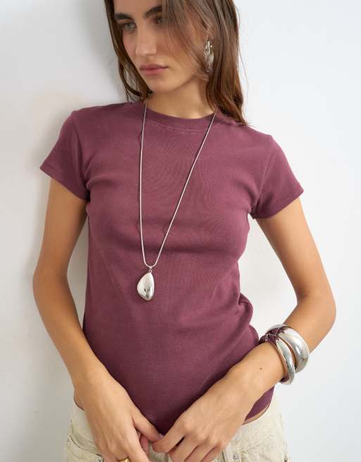 Topshop - camiseta básica en ciruela lavada, 3 de 4