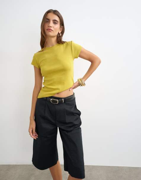 Topshop - camiseta básica en mostaza lavada - view 1