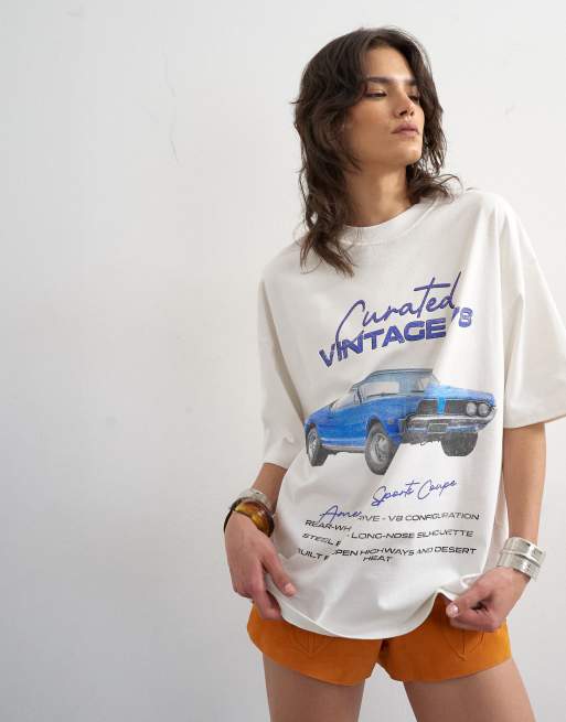 Topshop - Camiseta blanca con estampado gráfico de coche, 3 de 4