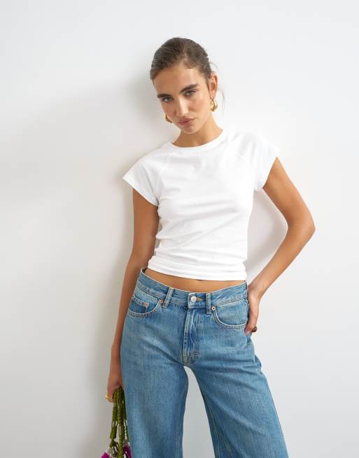 Topshop - camiseta blanca con manga raglán tipo capa