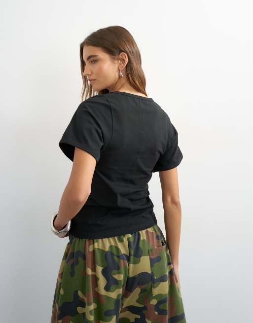 Topshop - camiseta de cuello ancho negra, 4 de 4