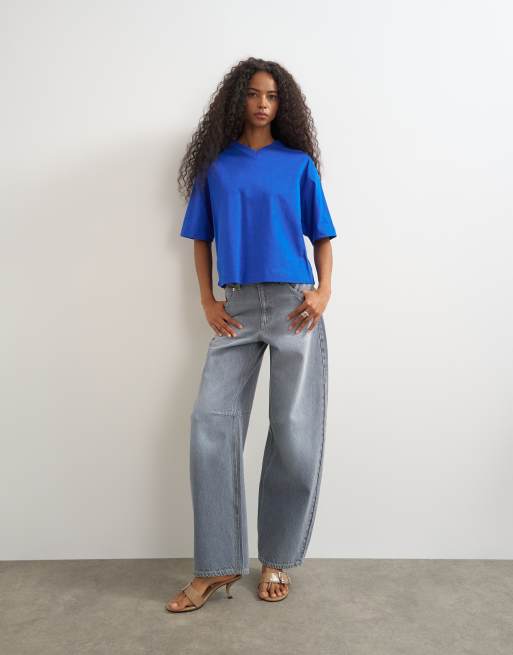 Topshop - camiseta de manga corta micro V en cobalto, 2 de 4
