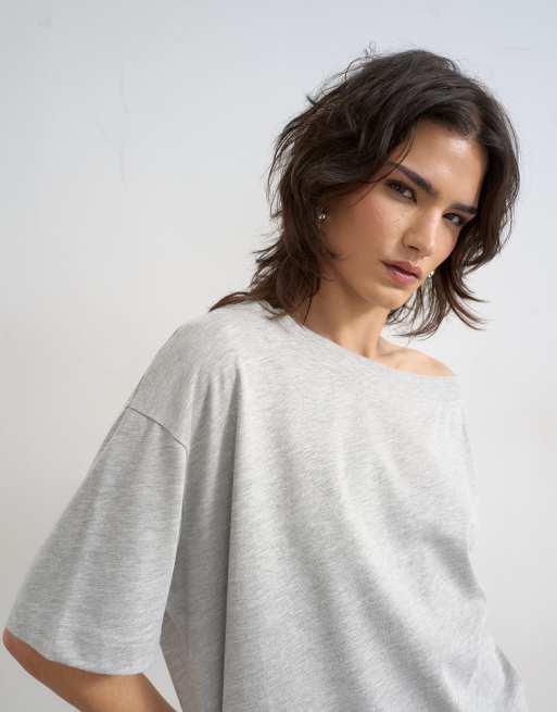 Topshop - Camiseta gris jaspeado con sisas caídas, 2 de 4