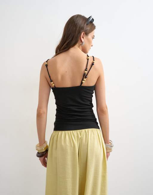 Topshop - Camiseta negra de tirantes con cuentas variadas, 4 de 4