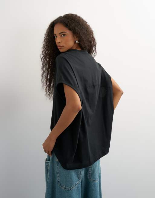 Topshop - camiseta sin mangas extragrande negra con círculo, 2 de 4