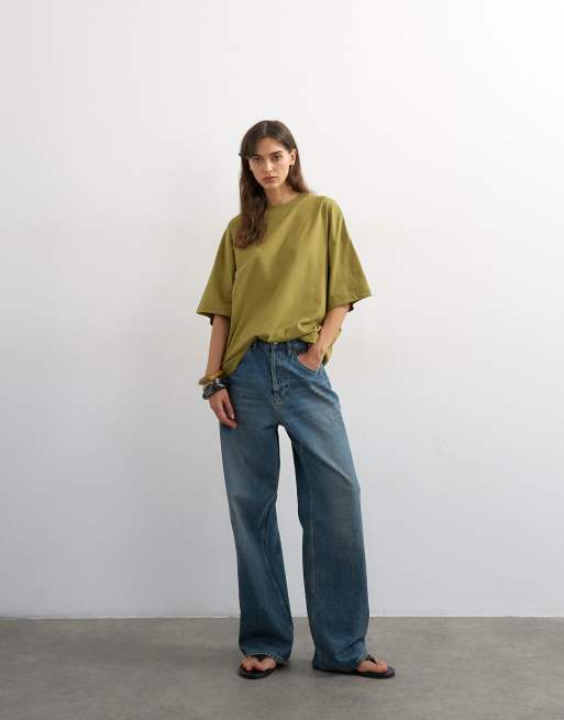Topshop - Camiseta verde extragrande con sisas caídas, 2 de 4