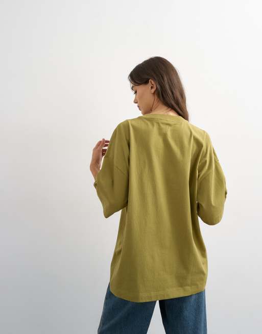 Topshop - Camiseta verde extragrande con sisas caídas, 3 de 4