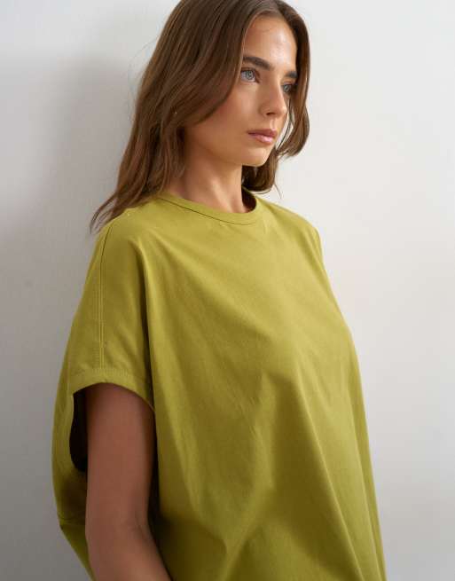 Topshop - Camiseta verde oliva extragrande sin mangas con diseño orbicular, 4 de 4