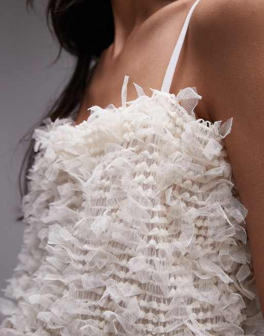 Topshop 3D strappy cami in cream