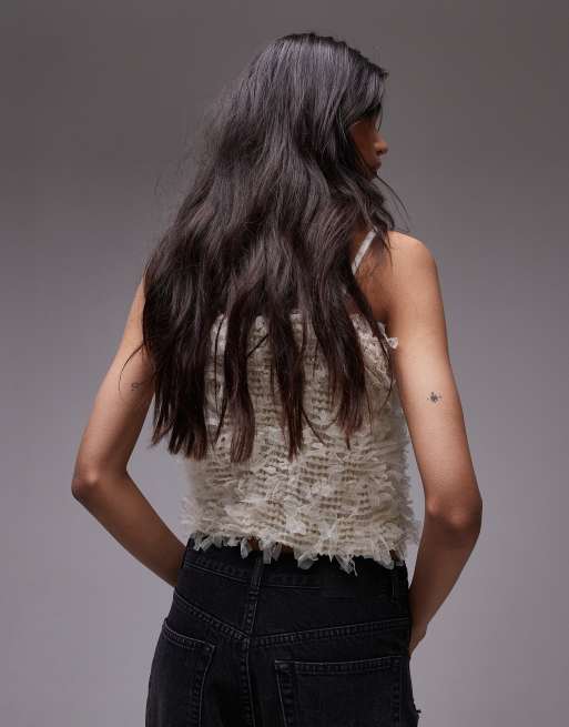 Topshop 3D strappy cami in cream