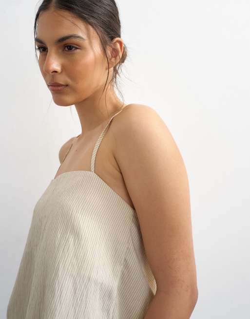 Topshop – Camisole in Ecru mit eckigem Ausschnitt und drapiertem Rückendetail, 3 von 4