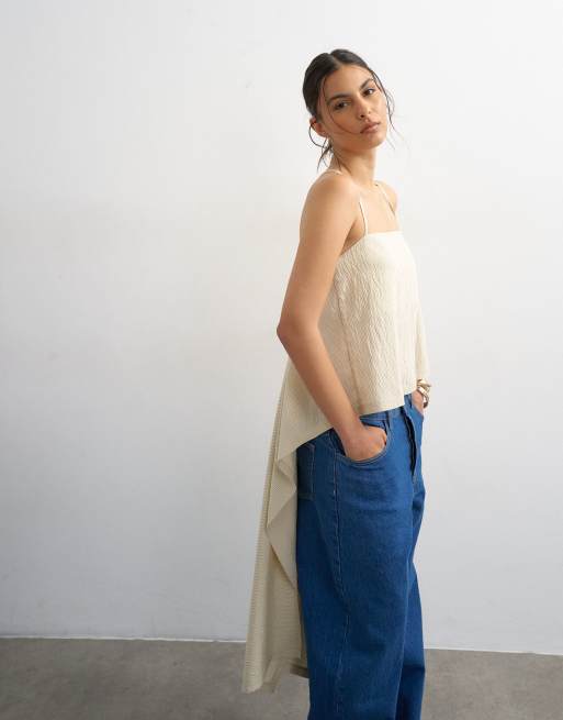 Topshop – Camisole in Ecru mit eckigem Ausschnitt und drapiertem Rückendetail, 4 von 4
