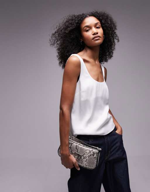 Topshop – Camisole in Elfenbein mit U-Ausschnitt