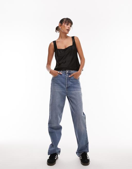 Topshop - Camitop met vierkante hals in zwart, 3 van 4
