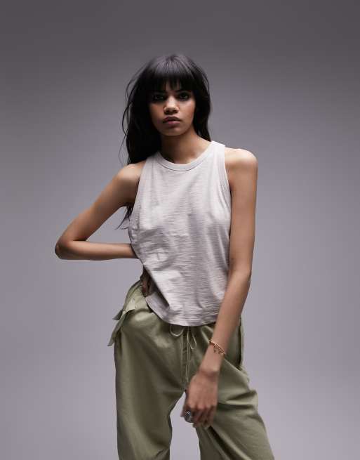 Topshop - Canotta accollata color pietra