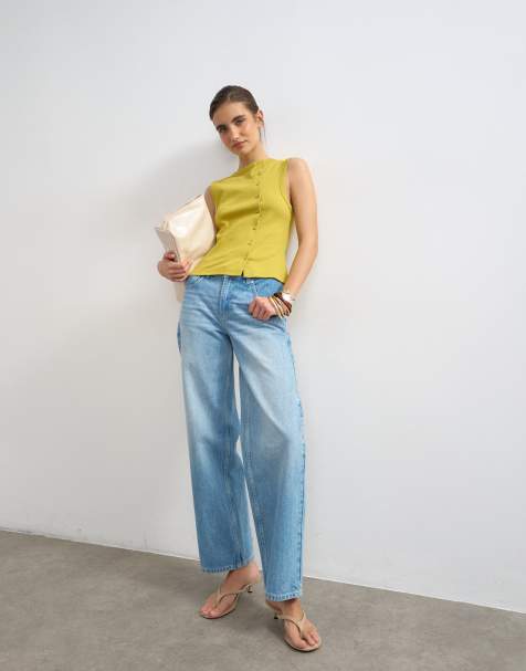 Topshop - Canotta color chartreuse con bottoni - view 1