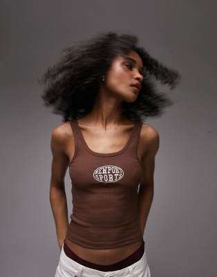 Topshop - Canotta color cioccolato con ricamo 