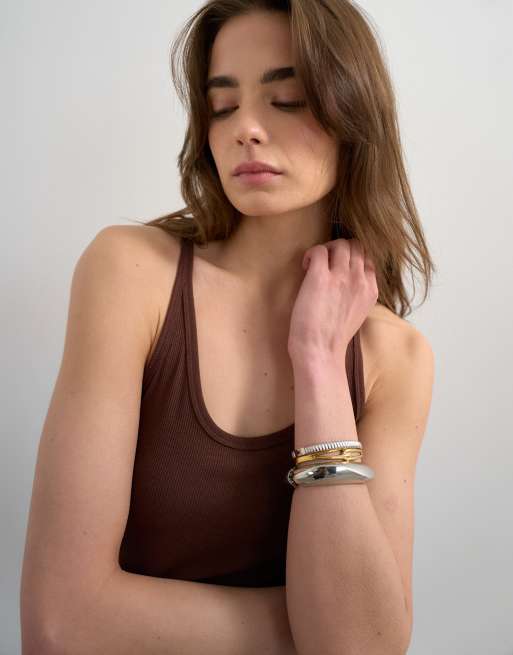 Topshop - Canotta premium marrone con spalline sottili e scollo a vogatore ampio, 3 di 4