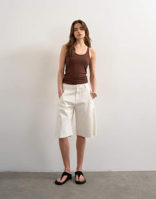 Topshop - Canotta premium marrone con spalline sottili e scollo a vogatore ampio, 4 di 4