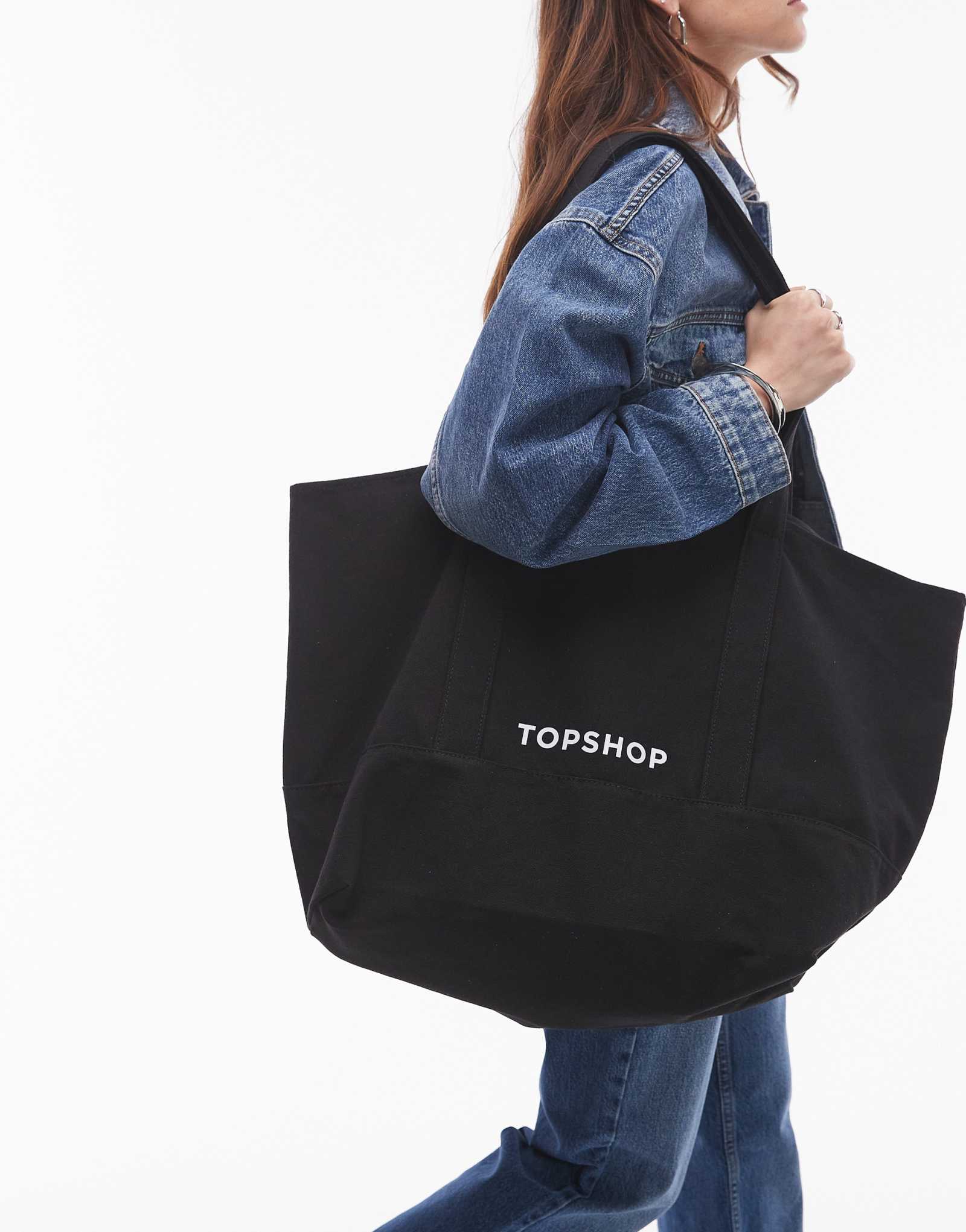 Холщовая сумка-тоут Topshop черного цвета