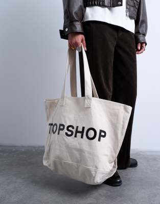 Topshop Canvas Tote Bag In White