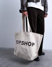 Topshop canvas tote bag in white