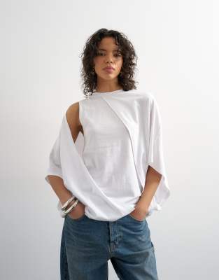Topshop Cape Draped Tee In White