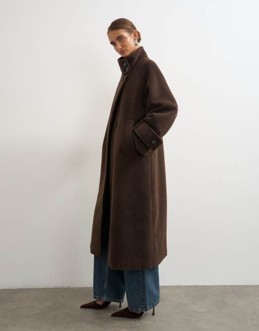 Topshop cappotto elegante lungo a collo a imbuto in antracite, 2 di 4