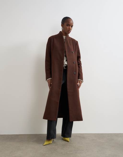 Topshop cappotto formale lungo color cioccolato, 1 di 4