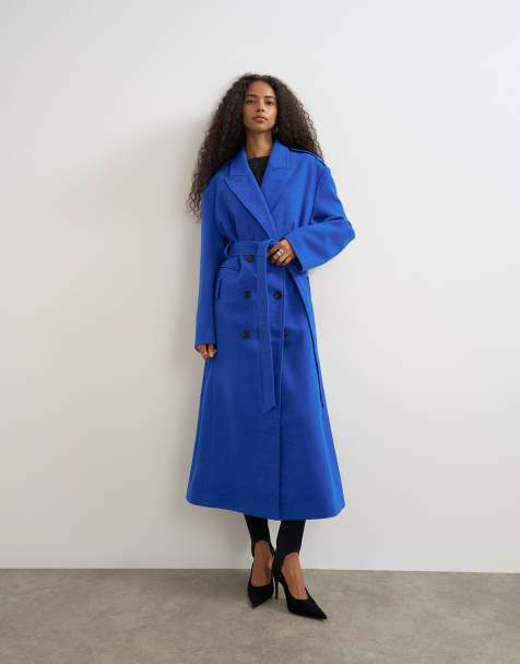 Topshop cappotto formale lungo in blu - view 1