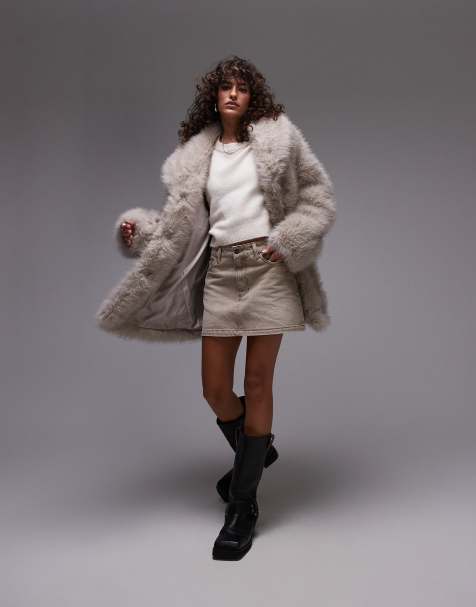 Topshop - Cappotto midi multicolore in pelliccia sintetica - view 1