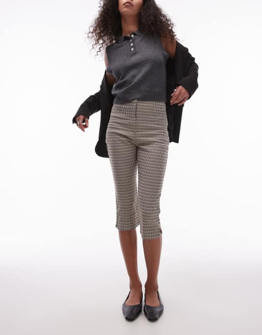 Topshop - Capri-bukser med multifarvede tern i bengalin