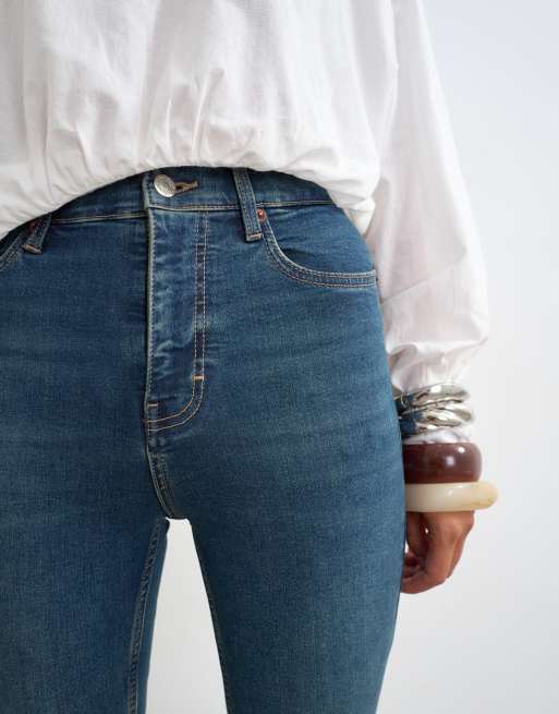 Topshop – Capri-Jeans in Vintage-Blau mit hohem Bund, 4 von 7