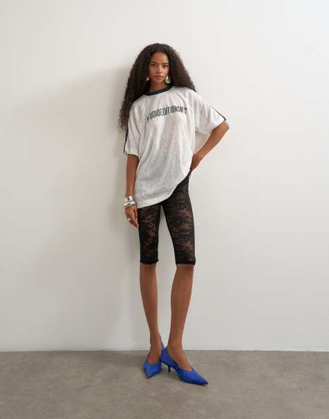 Topshop Capri-Leggings aus Spitze in Schwarz - view 1