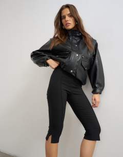 Model wearing Capri trouser in black