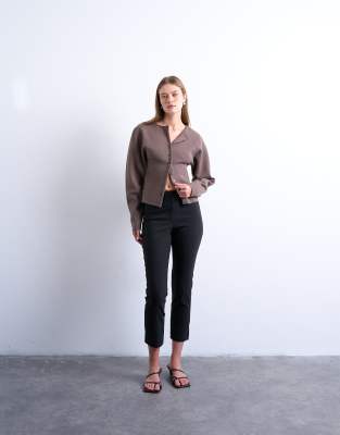Topshop - Caprihose aus Bengaline in Schwarz in 3/4-Länge