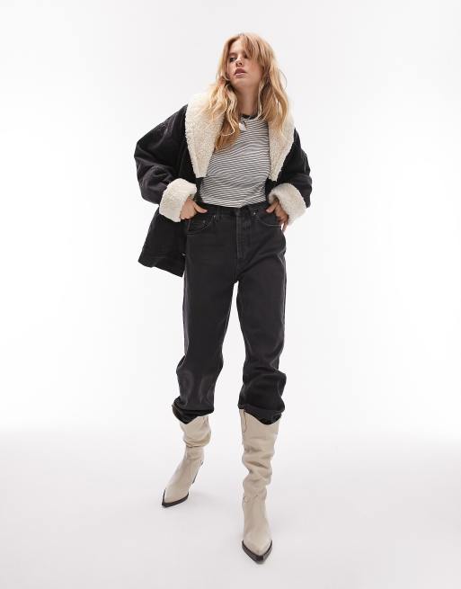 Car OversizeJeansjacke in verwaschenem Schwarz mit