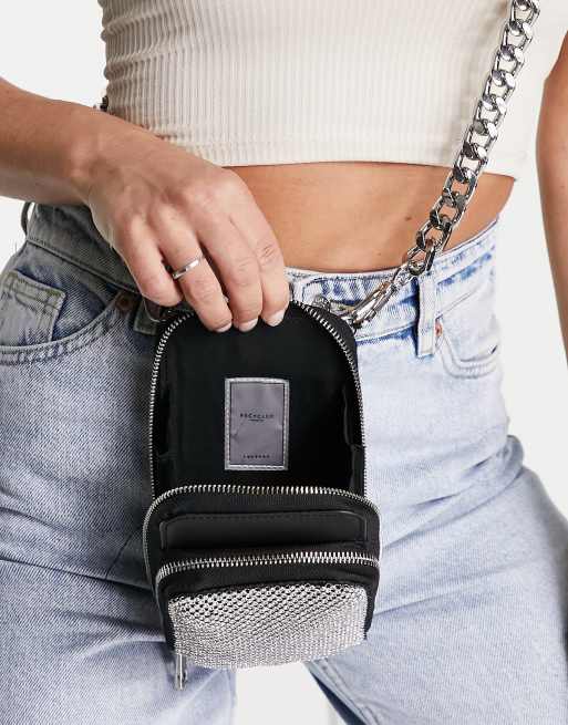 Topshop Cara crystal pouch bag in silver, 3 of 4
