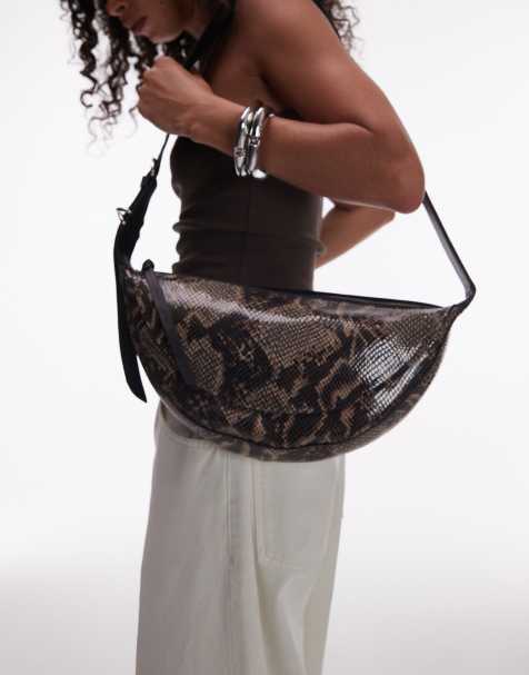 Topshop Cara real leather shoulder bag in snake - view 1