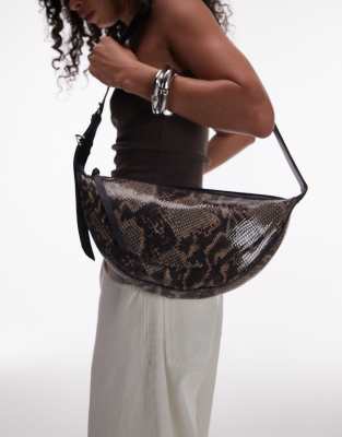 [Topshop] Topshop Cara real leather shoulder bag in snake-Multi One Size SNAKE