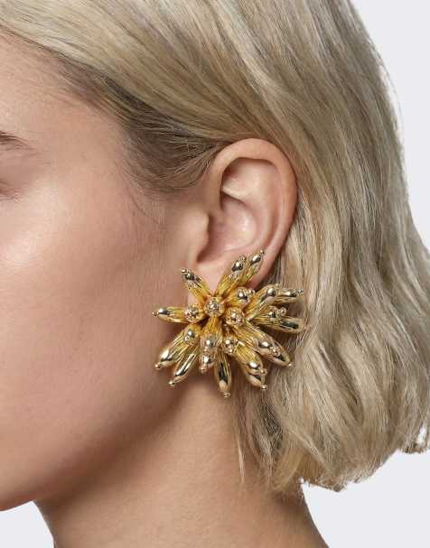 Topshop Cara statement-blommörhängen i guld - view 1