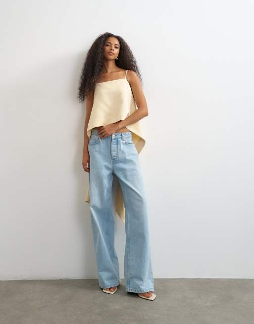 Topshop - Caraco à encolure carrée et dos drapé - Naturel, 3 de 4