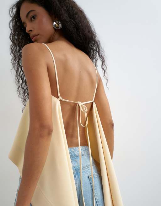 Topshop - Caraco à encolure carrée et dos drapé - Naturel, 4 de 4