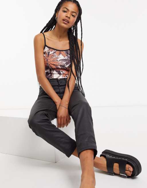 Topshop - Caraco à motif palmier - Rose
