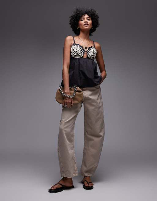 Topshop - Caraco trapèze avec détails en corde - Noir et blanc, 3 de 4