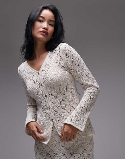 Topshop - Cardigan in maglia color écru in coordinato