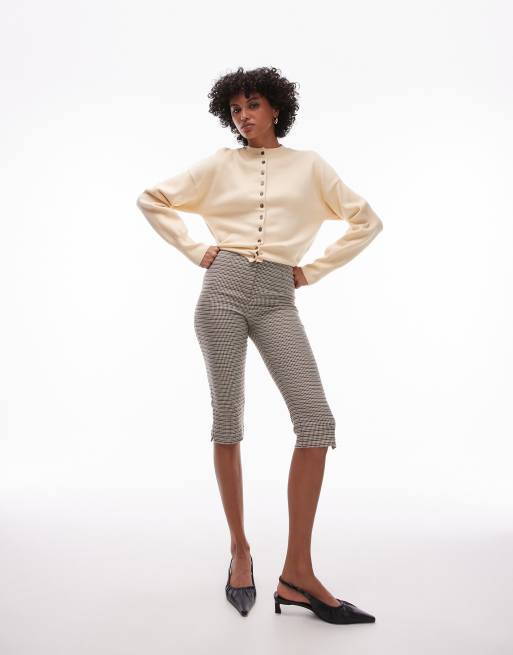 Topshop - Cardigan in maglia compatta color latticello con vita aderente