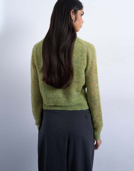 Topshop - Cardigan in maglia verde a doppio strato, 2 di 4