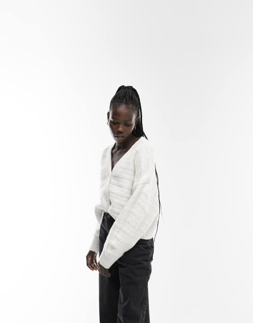 Topshop - Cardigan lavorato color crema con motivo