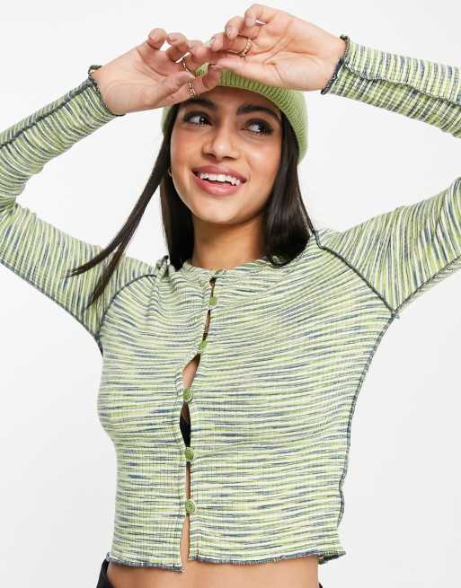 Topshop - Cardigan med knapper i grøn spacefarve